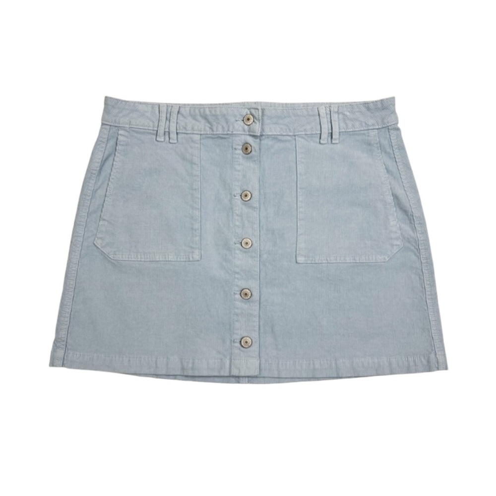 NWOT American Eagle Button Front Super High Rise A-Line Corduroy Skirt Blue 16
